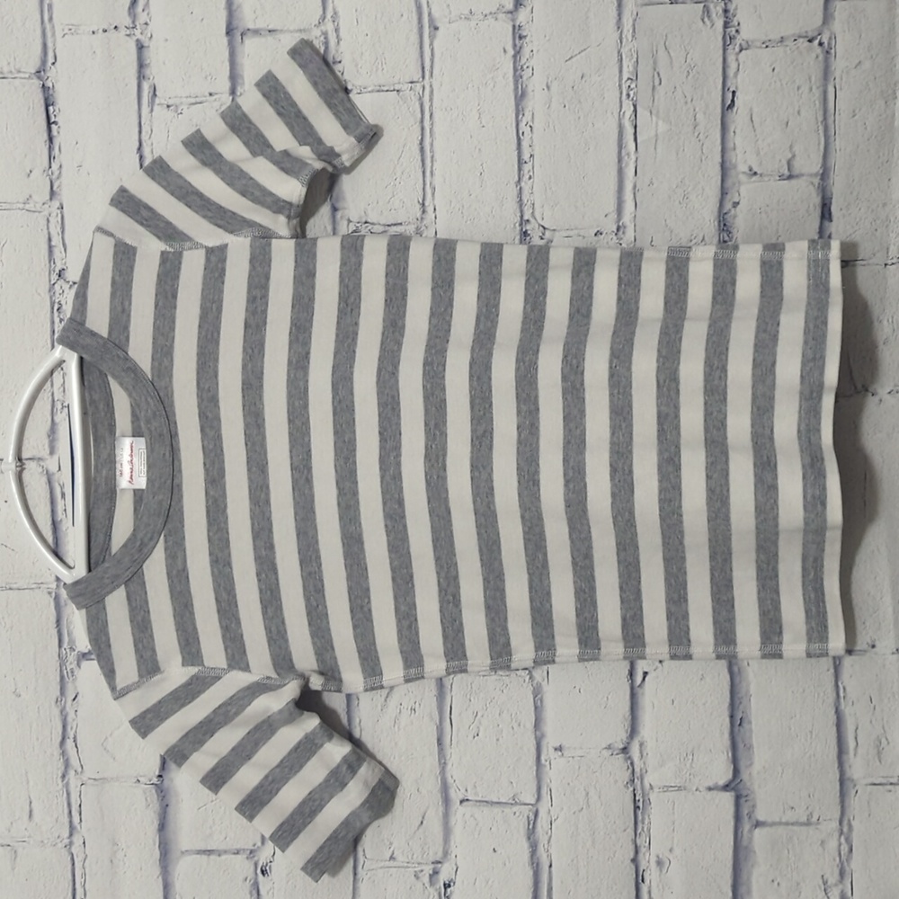 Hanna Andersson Gray and White Striped Pajama Top Size 14